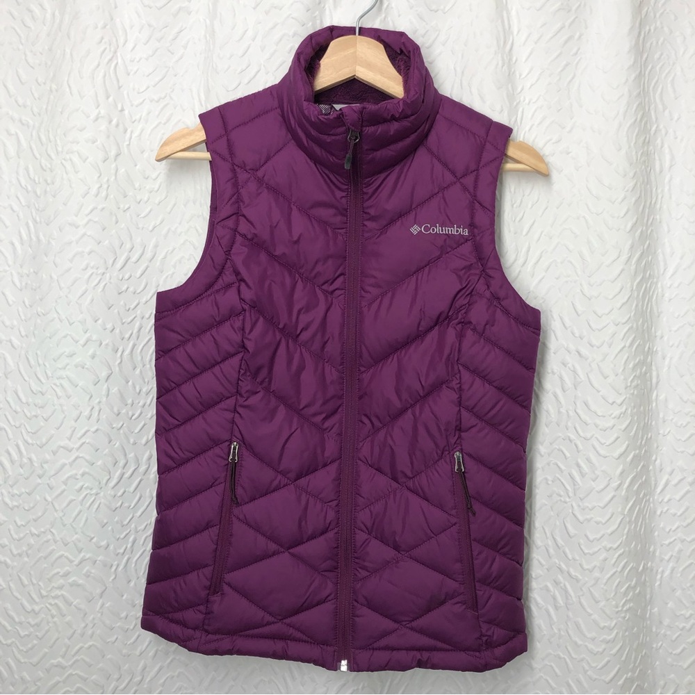 Columbia Purple Reflective Omni-Heat Zip-Up Puffer Vest Women's XS